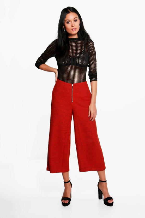 Bria Zip Front Textured Culottes